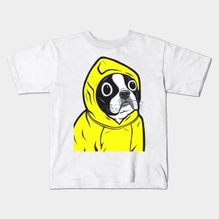 Yellow Boston Terrier Hoodie Kids T-Shirt